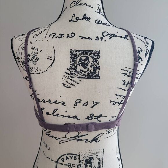 Victoria's Secret medium mauve purple bralette halter neck mesh lace racerback - Picture 3 of 12